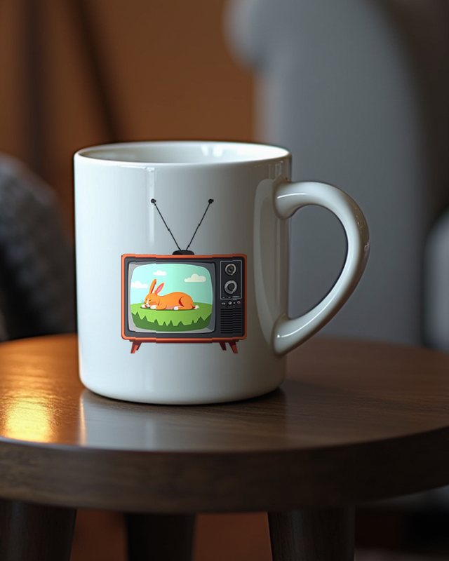 Retro TV With Sleeping Rabbit – Calm Politics Humor – Mug