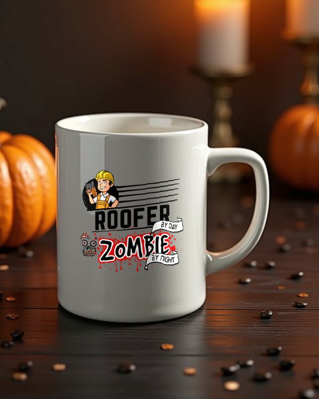 Roofer by Day Zombie by Night - Dachdecker Halloween – Tasse