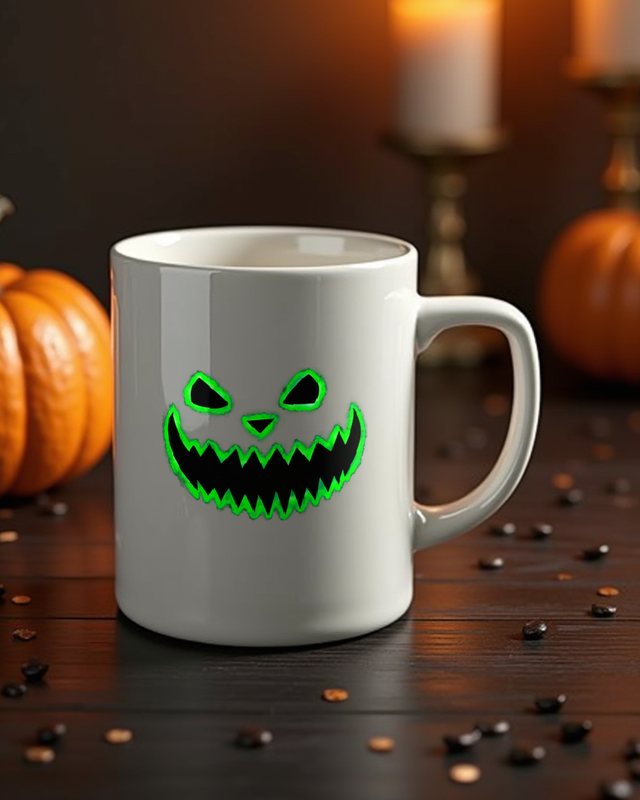 Spooky Halloween Face 2 in Green - Halloween Design – Mug