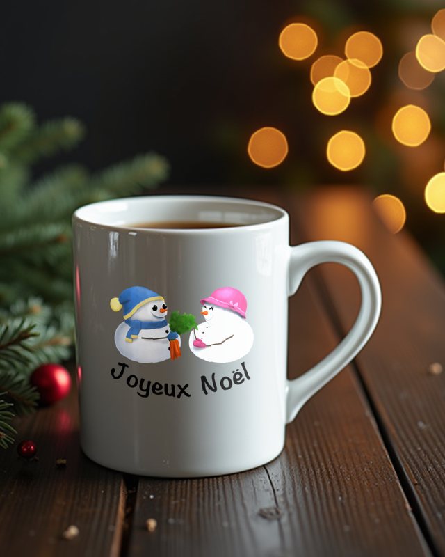 Schneemann Paar Joyeux Noël - Weihnachtsshirt für Paare – Tasse