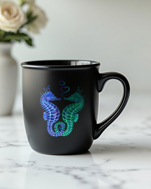Seepferdchen Paar - Süßes Pärchen Motiv zum Valentinstag – Tasse