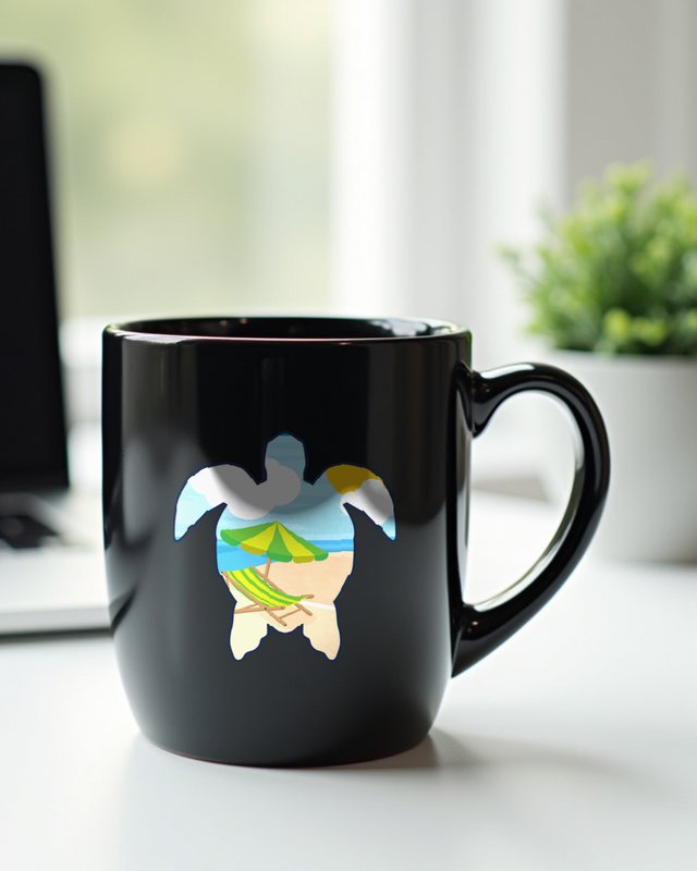 Sommer Schildkröte - Entspanntes Strand Motiv – Tasse