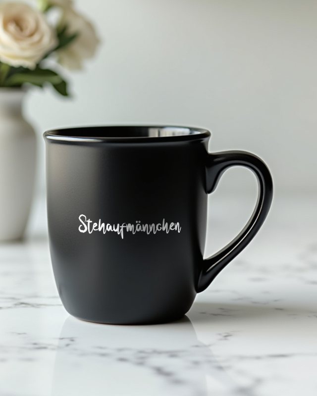 Stehaufmännchen - Schriftzug für Kämpfer mit Humor – Tasse
