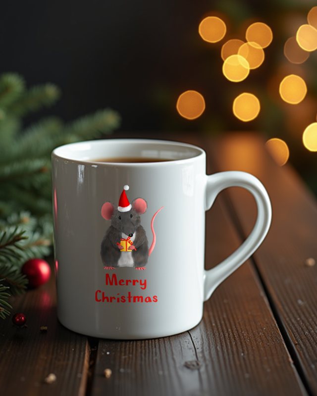 Süße Ratte wünscht Frohe Weihnachten - Nager Motiv – Tasse