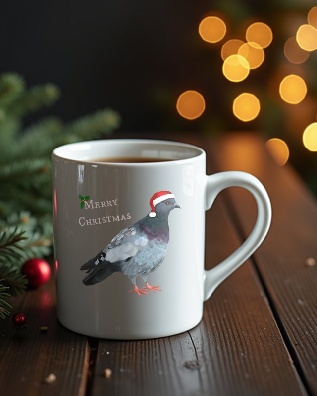 Pigeon Merry Christmas - Christmas Dove Design – Mug