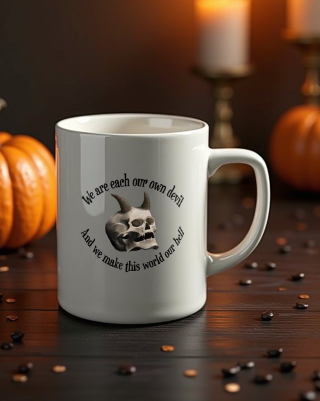 Skull with Devil Horns - Dark Metal Halloween Design – Mug