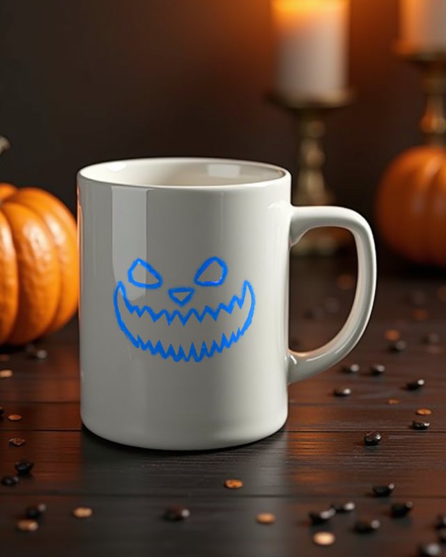 Unheimliches Halloween Gesicht 3 in Blau - Halloween Motiv – Tasse