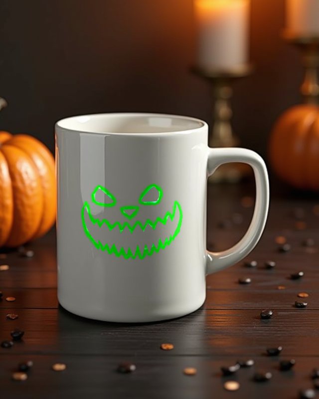 Eerie Halloween Face 3 in Green - Halloween Design – Mug