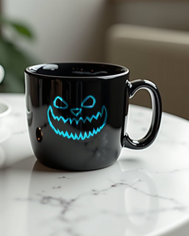 Eerie Halloween Face 3 in Turquoise - Halloween Design – Mug