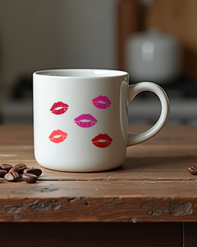 Viele Lippen - Kussmund Muster für Frauen und Paare – Tasse