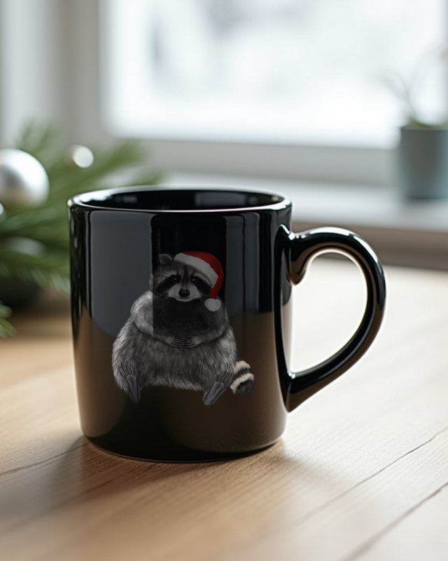 Raccoon Santa - Cute Christmas Raccoon Design – Mug