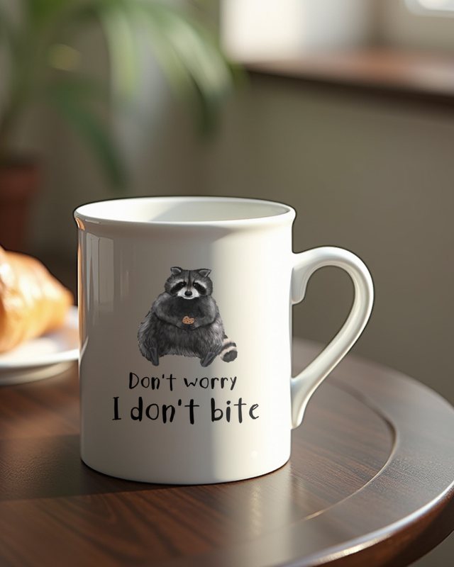 Waschbär Don’t worry I don’t bite - Lustiger Tierspruch – Tasse