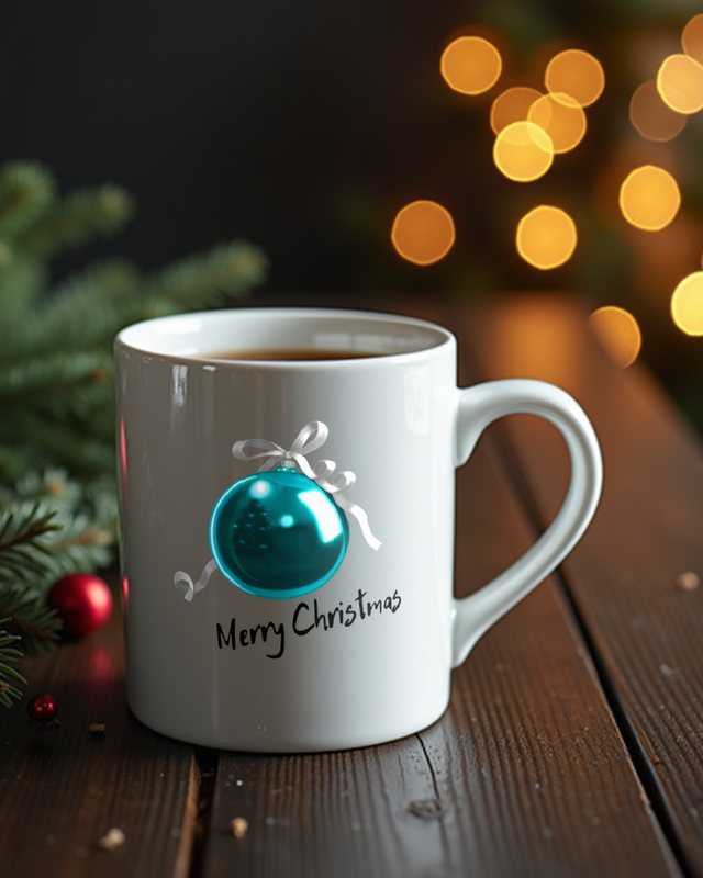 Blue Christmas Ornament - Festive Holiday Bauble Design – Mug