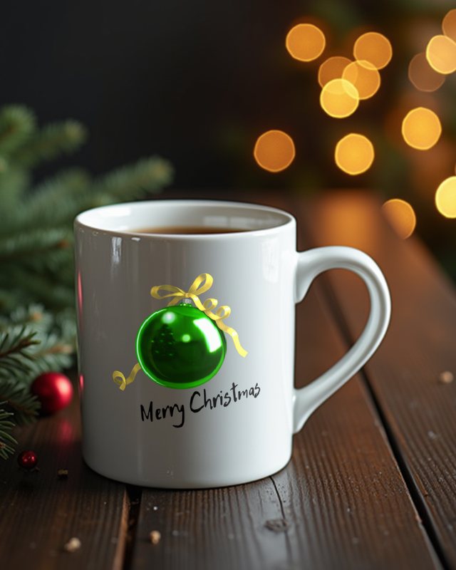 Green Christmas Ornament - Festive Holiday Bauble Design – Mug