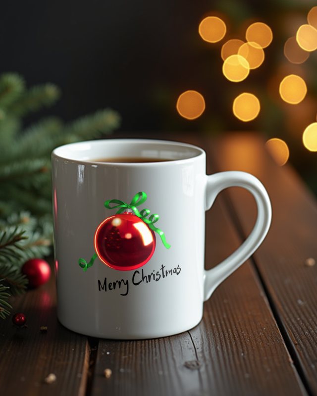 Weihnachtskugel in Rot - Festliches Weihnachtsmotiv – Tasse