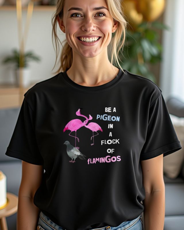 Be A Pigeon In A Flock Of Flamingos - Tauben Spruch – T-Shirt