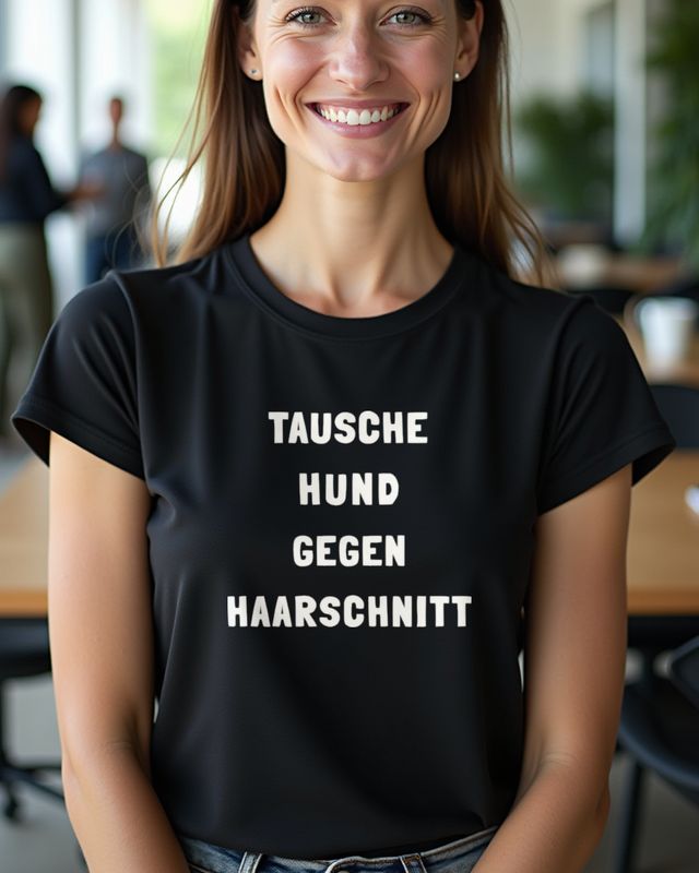 Tausche Hund gegen Haarschnitt - Lustiger Friseur Spruch – T-Shirt