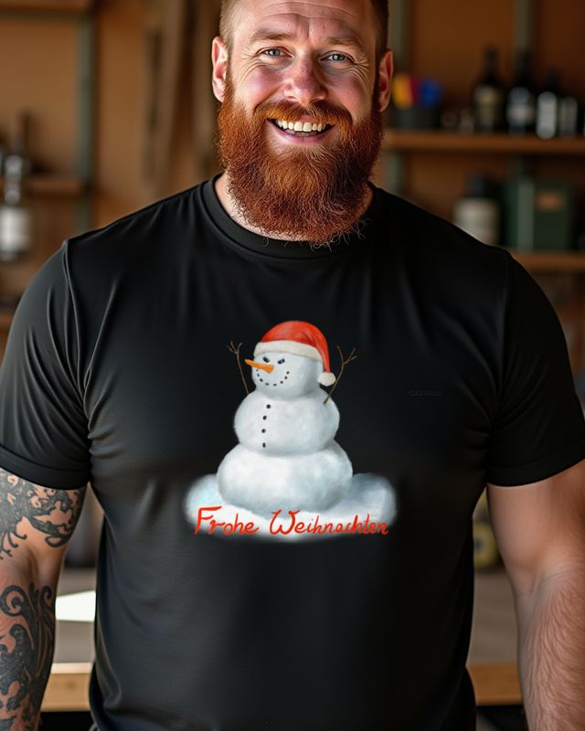 Grimmiger Schneemann - Frohe Weihnachten - Wichtelgeschenk – T-Shirt