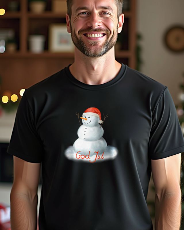 God Jul - Evil Snowman with Santa Hat โ T-Shirt