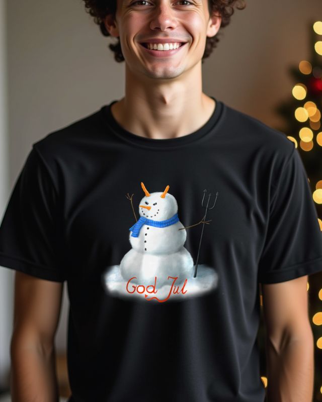 Devil Schneemann Teufel - God Jul Schwedisch – T-Shirt