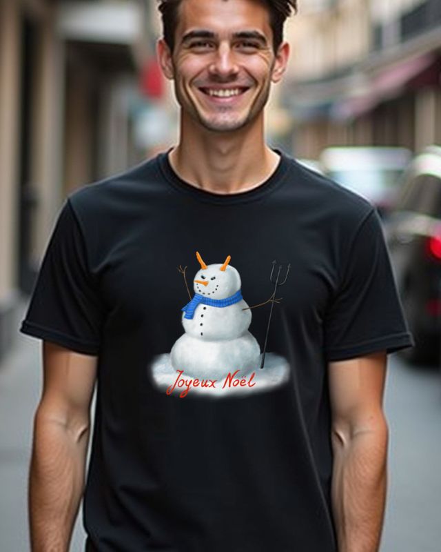 Devil Snowman Joyeux Noël - Cheeky French Christmas – T-Shirt