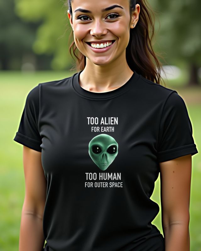 Too Alien for Earth too Human for Space - Alien Shirt – T-Shirt