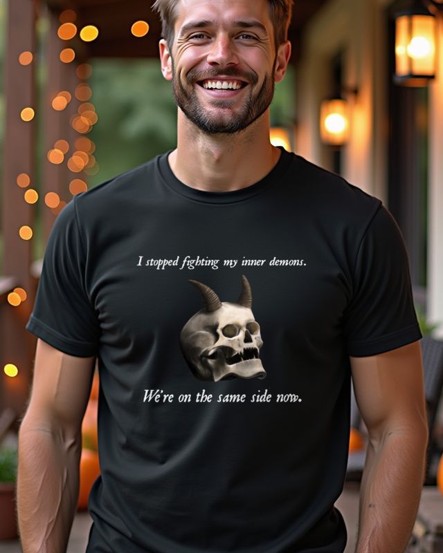 Skull Demons and Crazy Quote - Gothic Halloween Skull โ T-Shirt