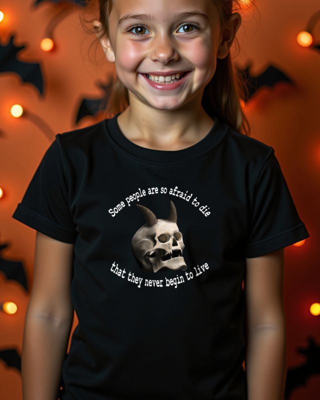 Totenkopf mit Spruch über Leben und Angst - Gothic Shirt – T-Shirt