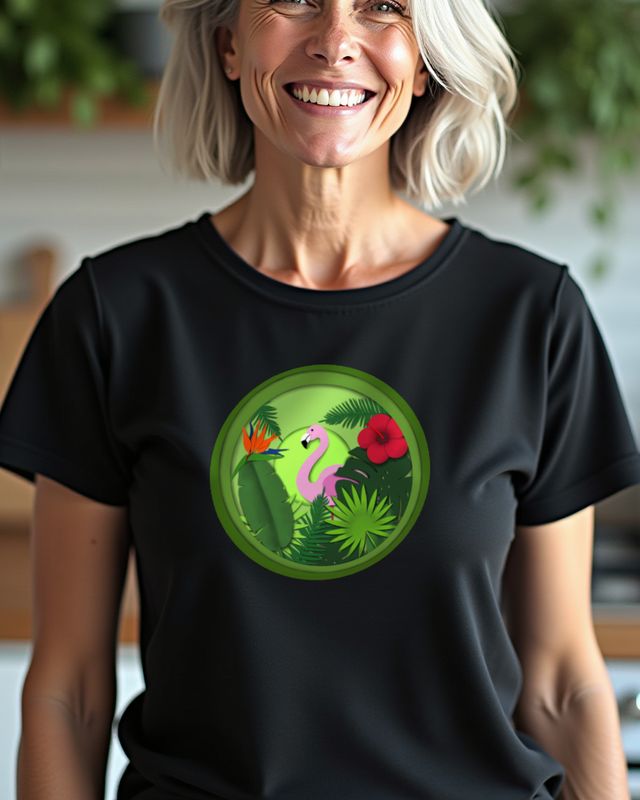 Tropischer Flamingo im Papercut Stil - Sommer Motiv