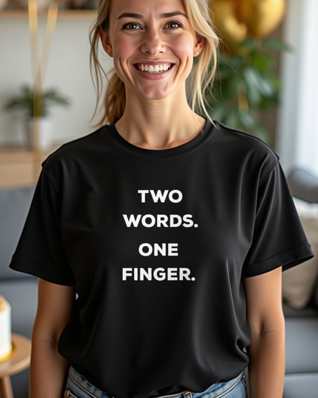 Two Words One Finger - Funny Sarcastic Saying β T-Shirt