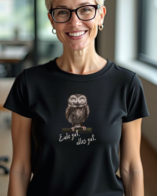 Uhu - Eule gut, alles gut - Lustiges Eulen Wortspiel – T-Shirt