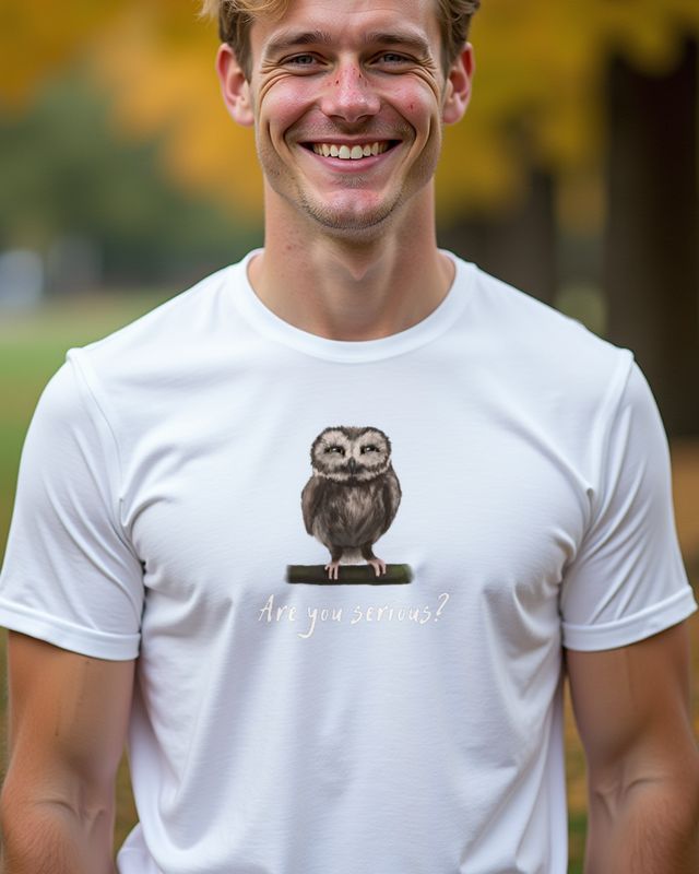 Serious Owl - Funny Owl Design with a Straight Face – T-Shirt