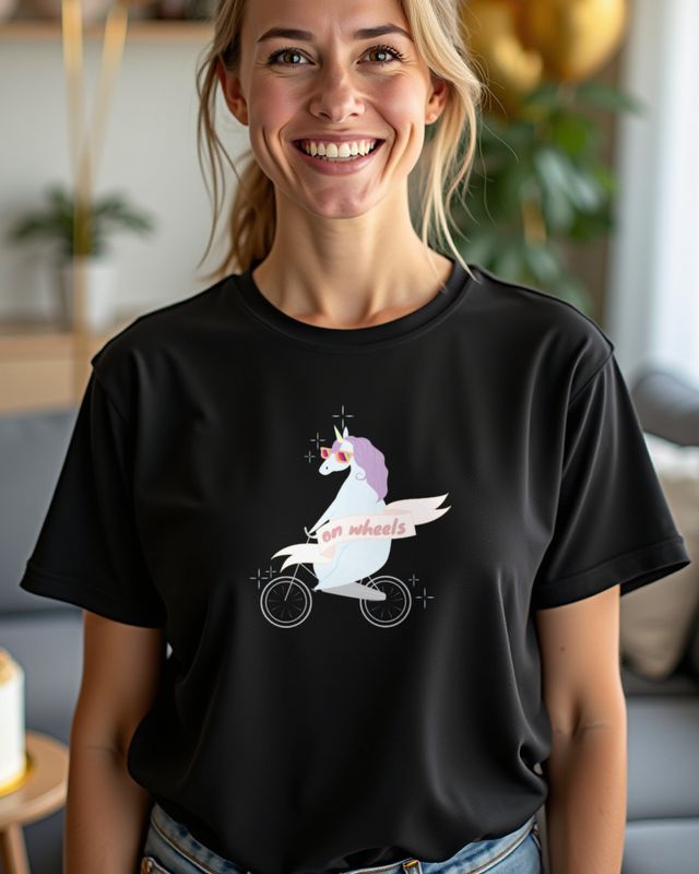 Einhorn auf Rädern - Lustiges Einhorn Motiv für Fans – T-Shirt