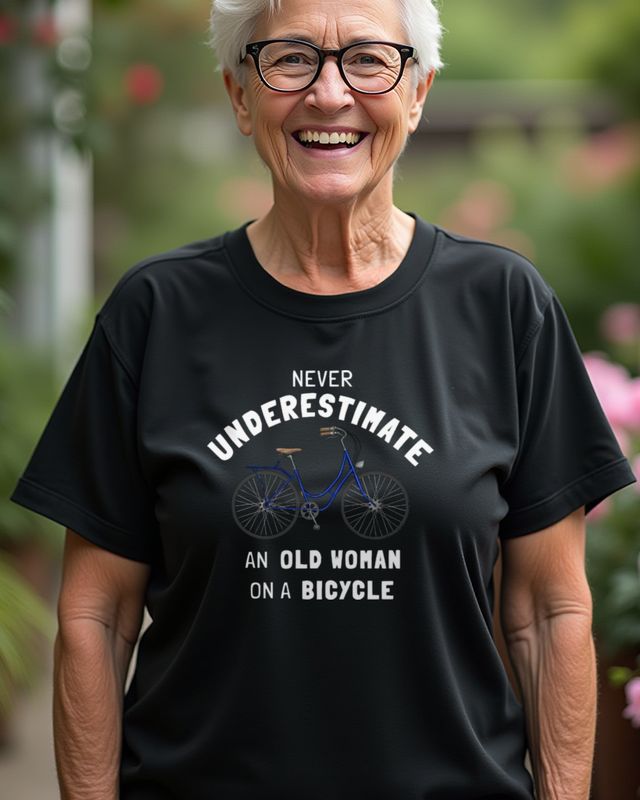 Unterschätze nie eine alte Frau auf dem Fahrrad - Oma – T-Shirt
