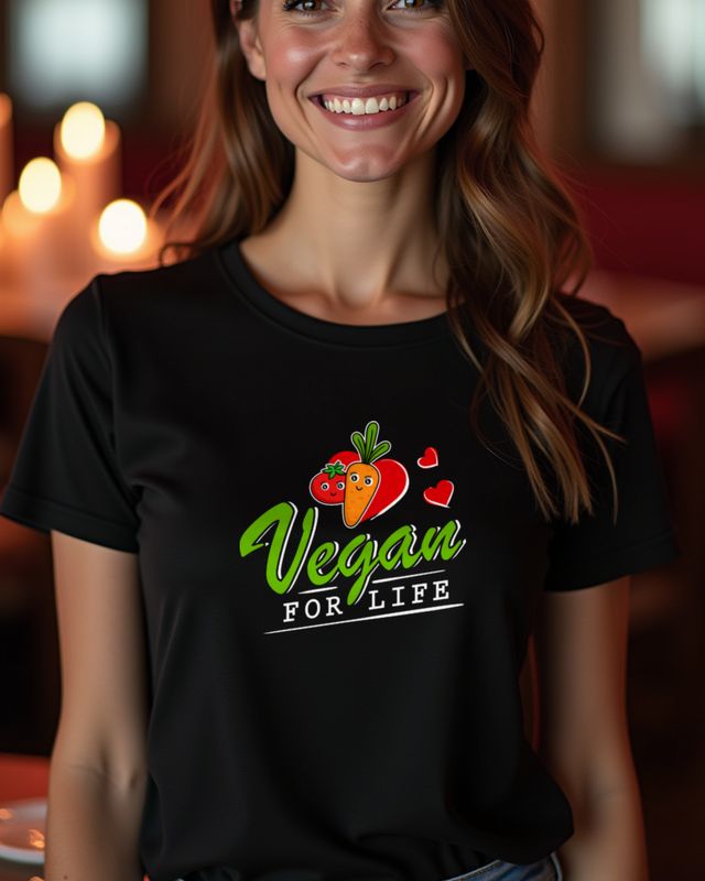 Vegan for Life - Plant Powered Saying – T-Shirt