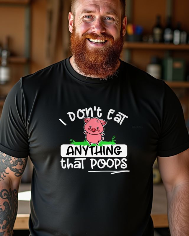 Vegan Shirt mit Spruch - I don’t eat anything that poops – T-Shirt
