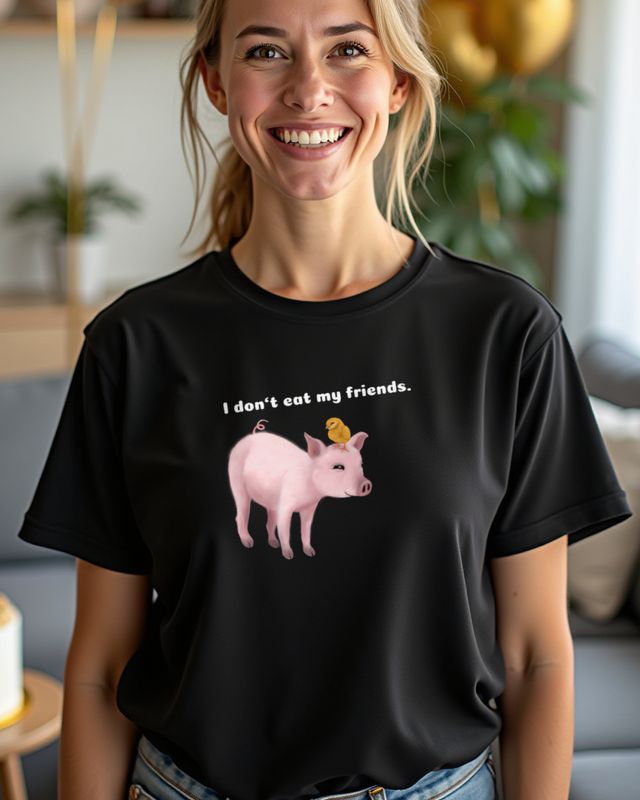 Ferkel und Küken beste Freunde - Veganes Tierliebe Shirt – T-Shirt