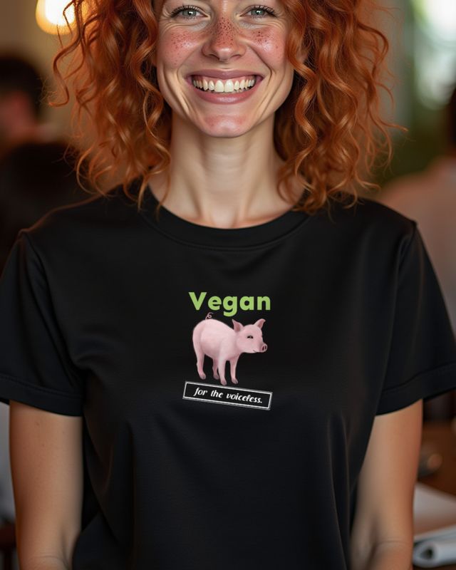 Vegan für alle ohne Stimme - Schweinchen Veganer Spruch – T-Shirt