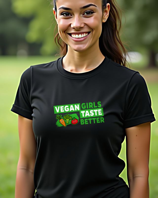 Vegan Girls Taste Better - Grüner Block Spruch – T-Shirt