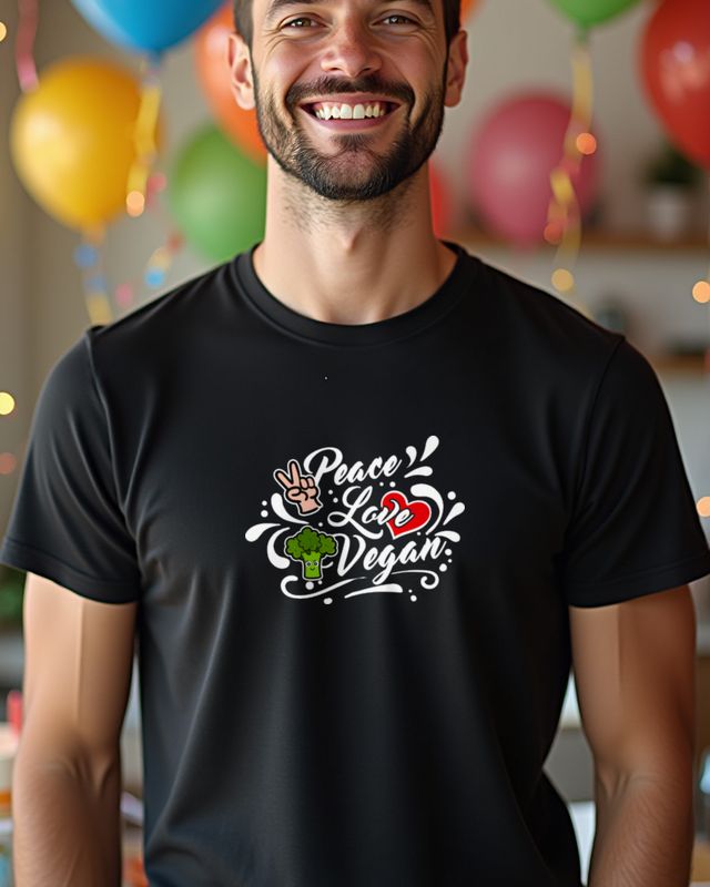 Peace Love Vegan - Pflanzlich leben Spruch – T-Shirt