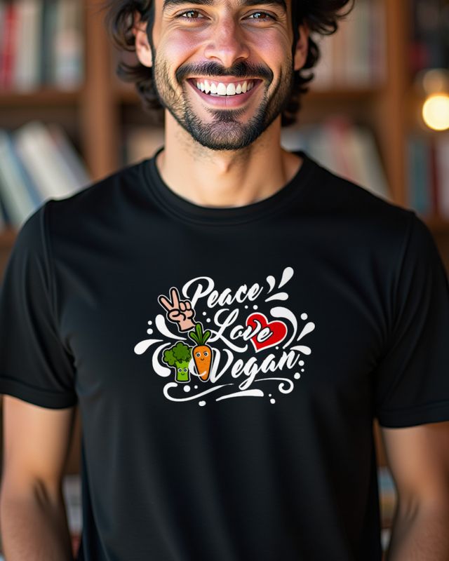 Peace Love Vegan - Veganer Spruch Geschenk – T-Shirt