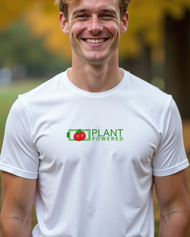 Plant Powered - Veganer Spruch mit Humor – T-Shirt