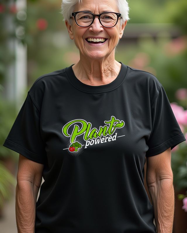 Plant Powered Schriftzug - Vegan Sport und Alltag – T-Shirt
