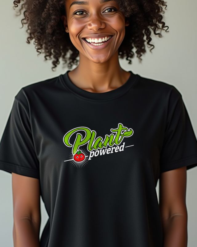 Plant Powered Schriftzug - Pflanzliche Power – T-Shirt
