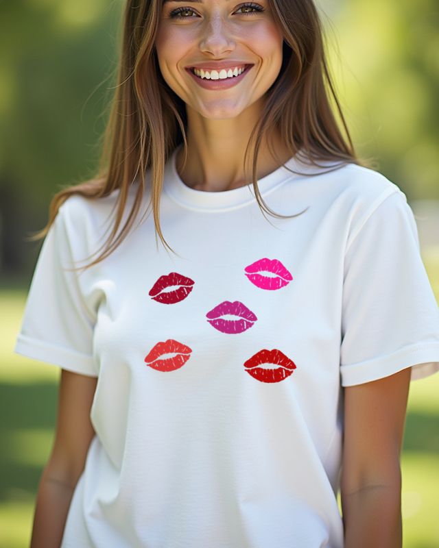 Viele Lippen - Kussmund Muster für Frauen und Paare – T-Shirt