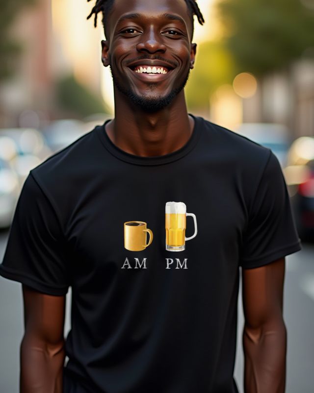 AM Kaffee PM Bier - Lustiges Geschenk für Kaffee und Bier – T-Shirt
