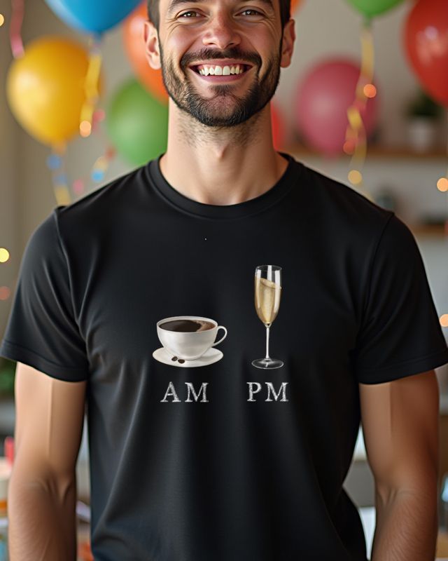 Vormittags Kaffee, Nachmittags Sekt - Lustiges Geschenk – T-Shirt