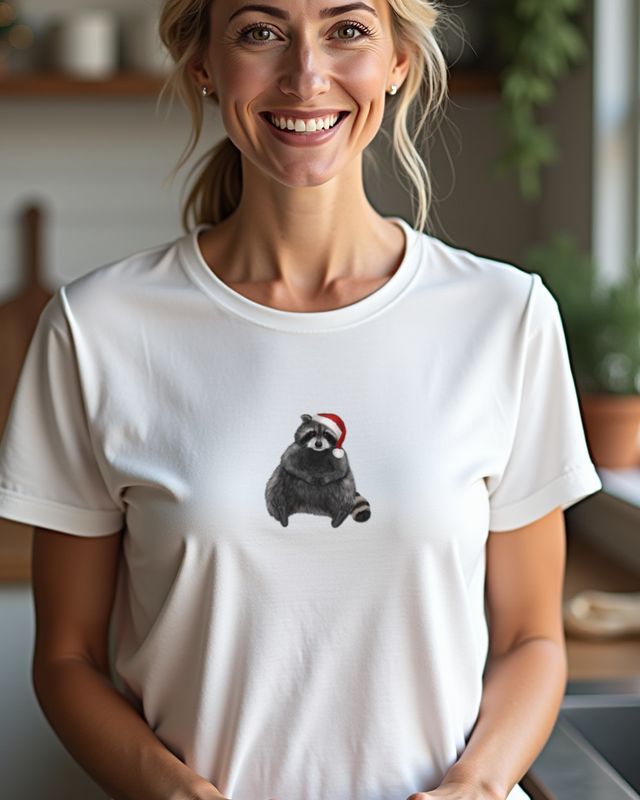 Waschbär als Weihnachtsmann - Süßes Waschbär Weihnachten – T-Shirt