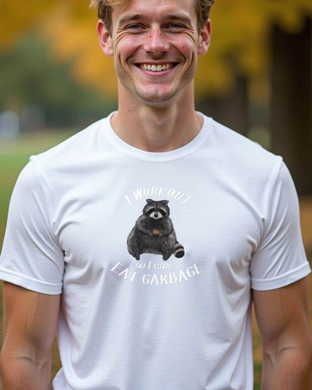 Waschbär I workout so I can eat garbage - Lustiges Gym Motiv – T-Shirt