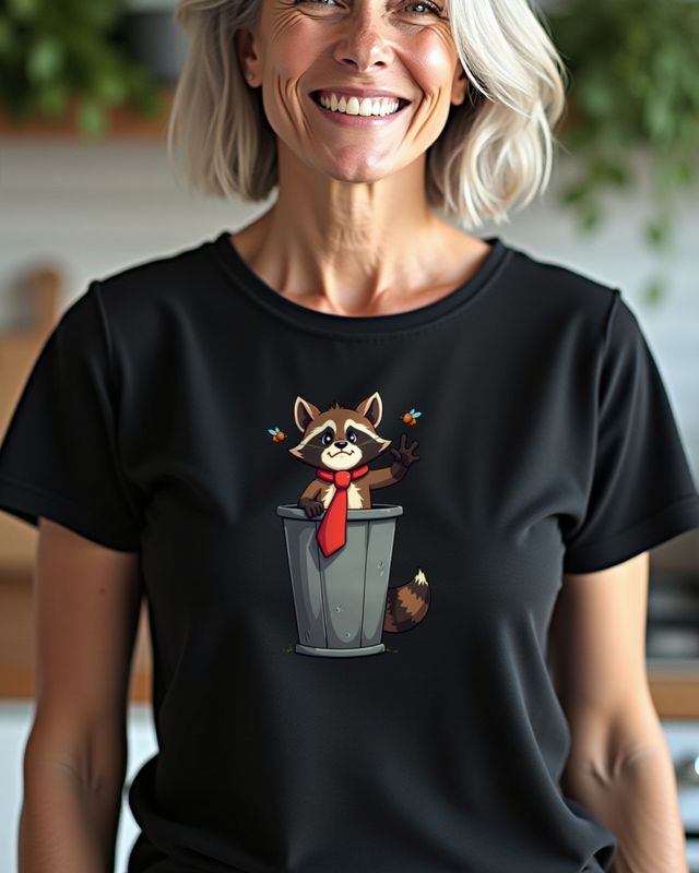 Raccoon in Trash Can With Red Necktie – Political Satire – T-Shirt